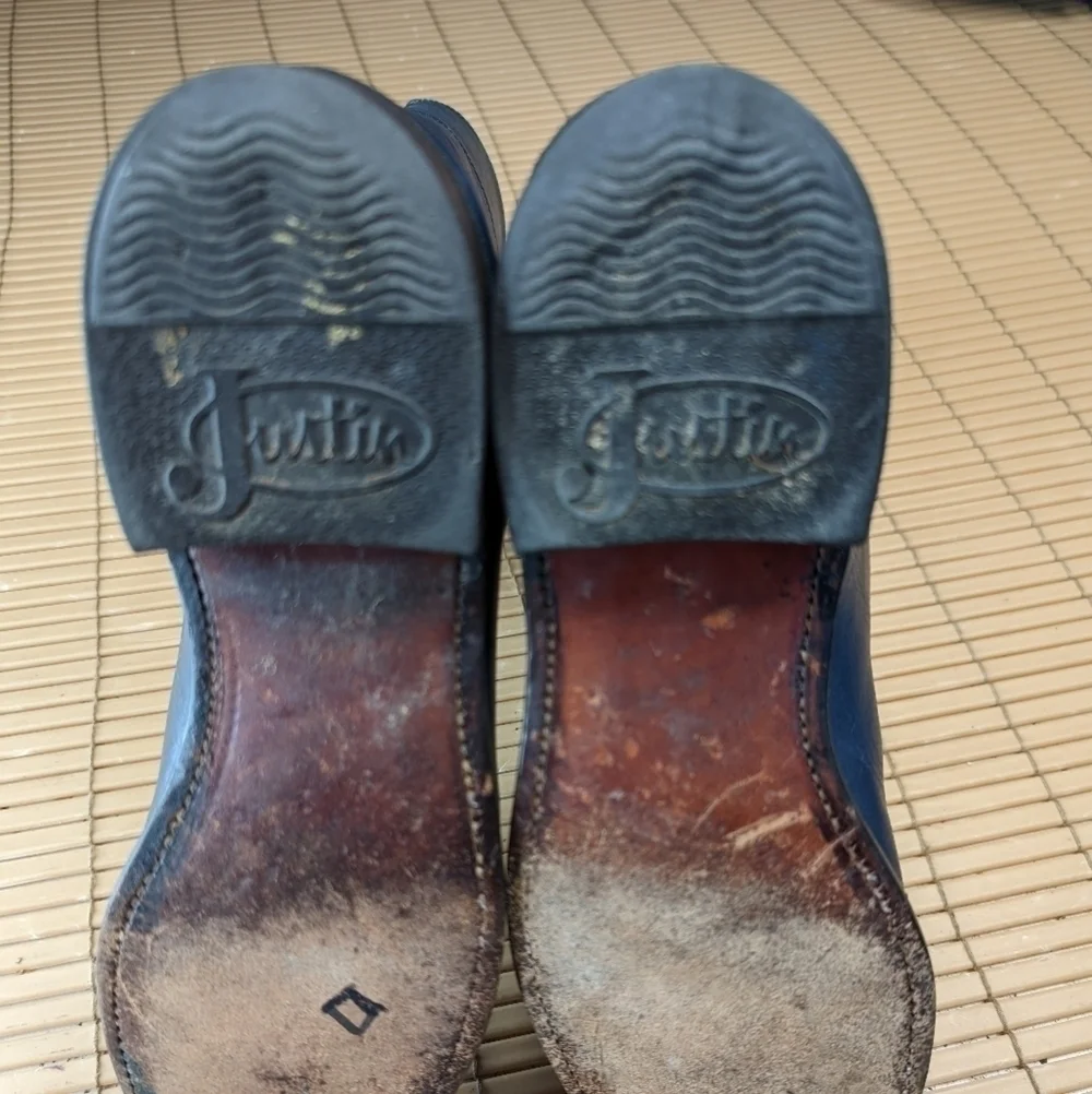 Justin Boots Roper Blue Gray Leather Cowgirl Boots Women’s Size 5 1/2 B L3414